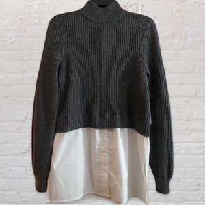 H by Halston Grey Knit Layered Sweater